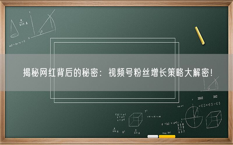 揭秘网红背后的秘密：视频号粉丝增长策略大解密！