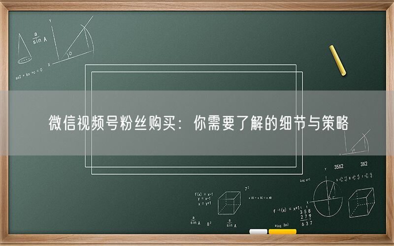 微信视频号粉丝购买：你需要了解的细节与策略